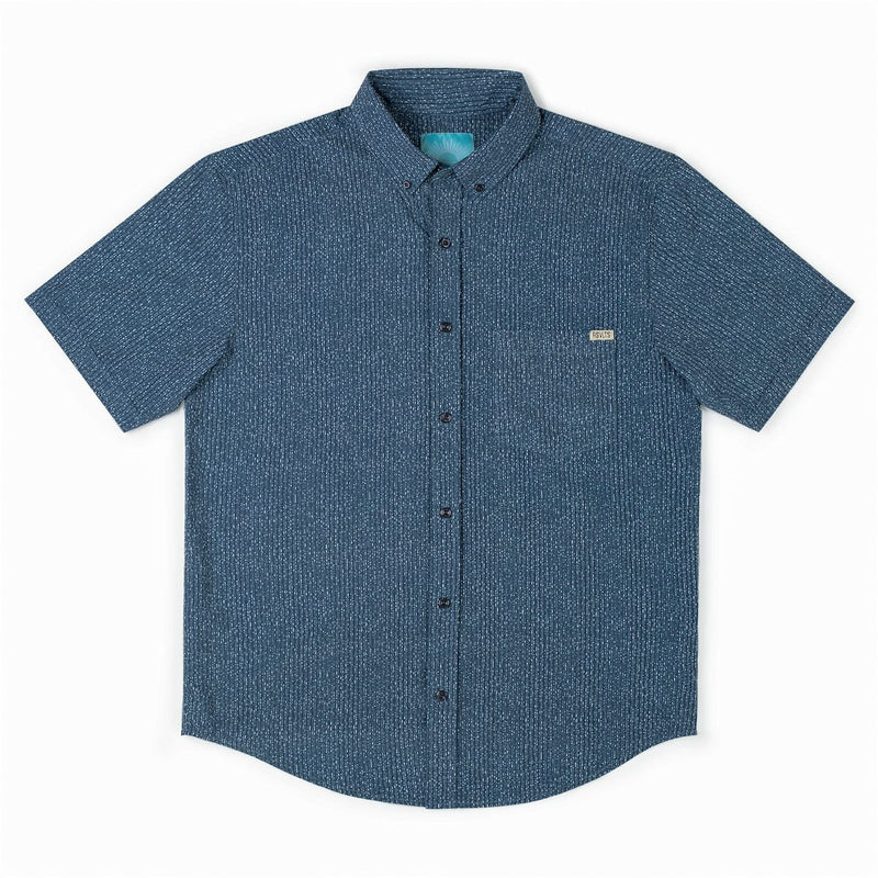 RSVLTS Static Stretch Seersucker Short Sleeve Shirt in Blue — detail 6