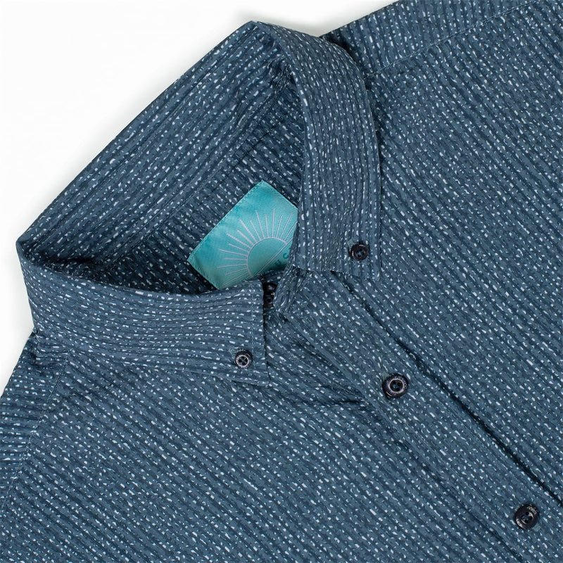 RSVLTS Static Stretch Seersucker Short Sleeve Shirt in Blue — detail 7