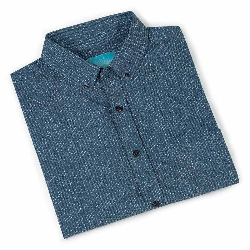 RSVLTS Static Stretch Seersucker Short Sleeve Shirt in Blue — detail 9