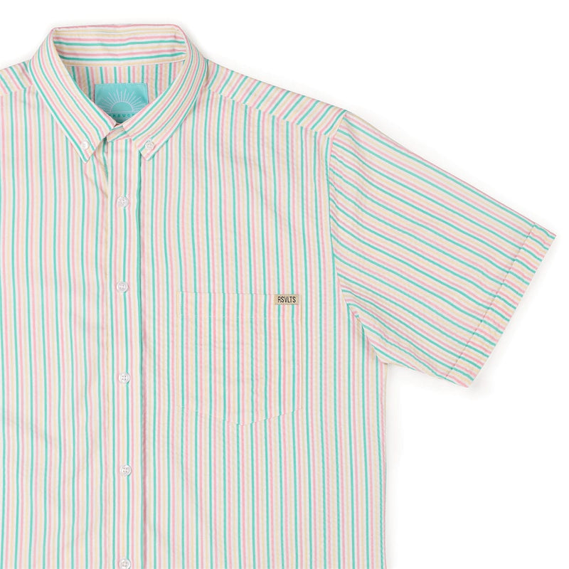 RSVLTS Easy Does It Stretch Seersucker Short Sleeve Shirt in White — detail 2