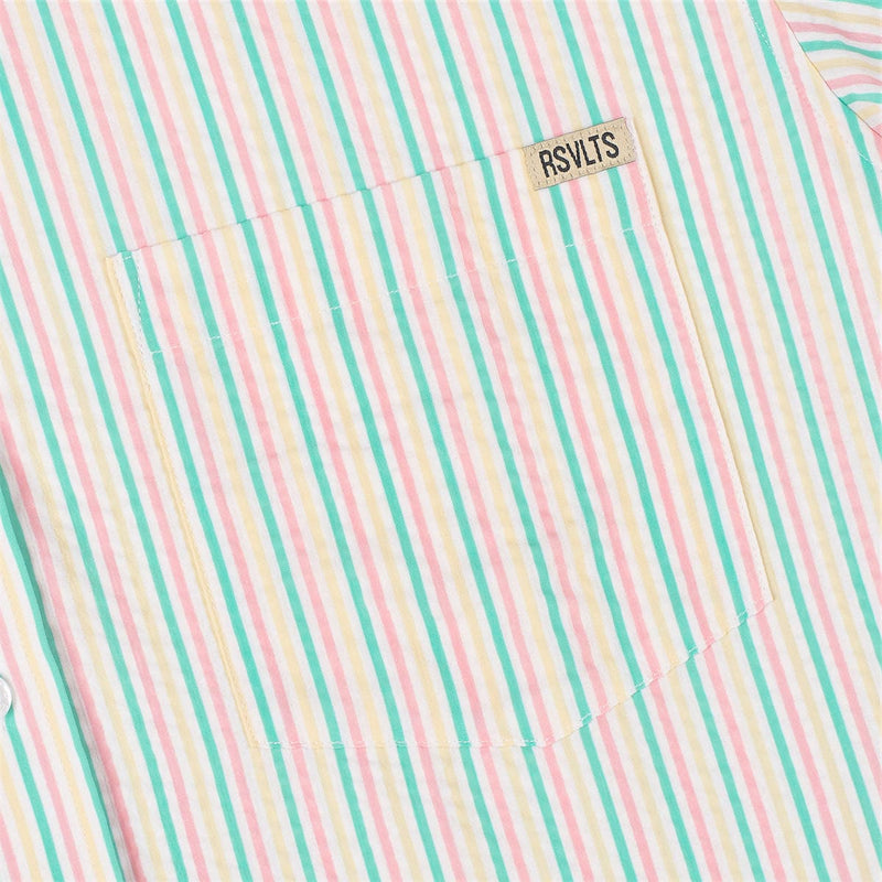 RSVLTS Easy Does It Stretch Seersucker Short Sleeve Shirt in White — detail 4