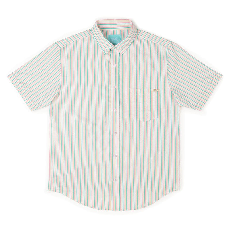 RSVLTS Easy Does It Stretch Seersucker Short Sleeve Shirt in White — detail 6