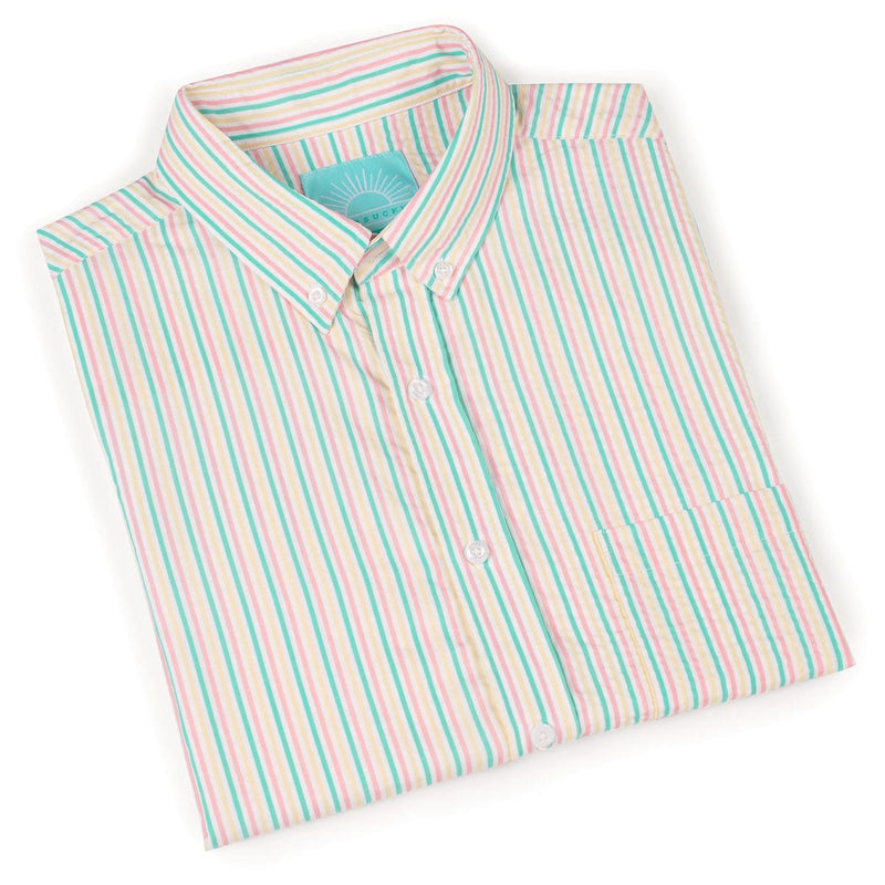 RSVLTS Easy Does It Stretch Seersucker Short Sleeve Shirt in White — detail 9