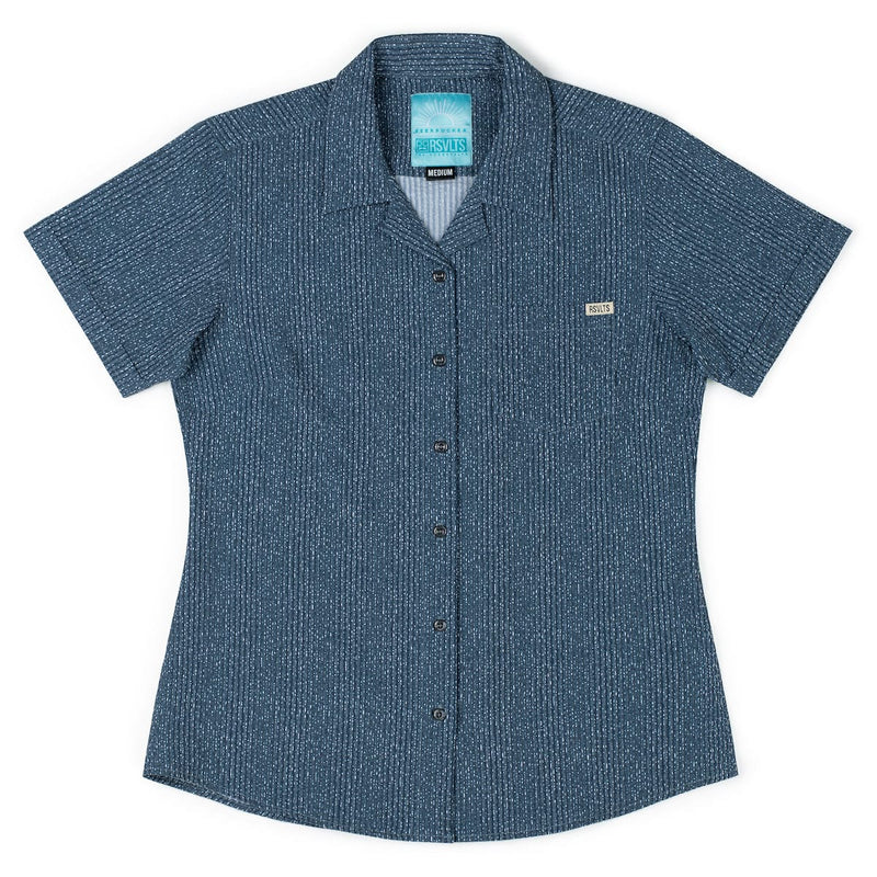 RSVLTS Static Women's Stretch Seersucker Short Sleeve Shirt in Blue — detail 2