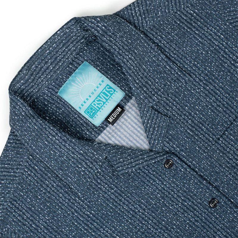 RSVLTS Static Women's Stretch Seersucker Short Sleeve Shirt in Blue — detail 6