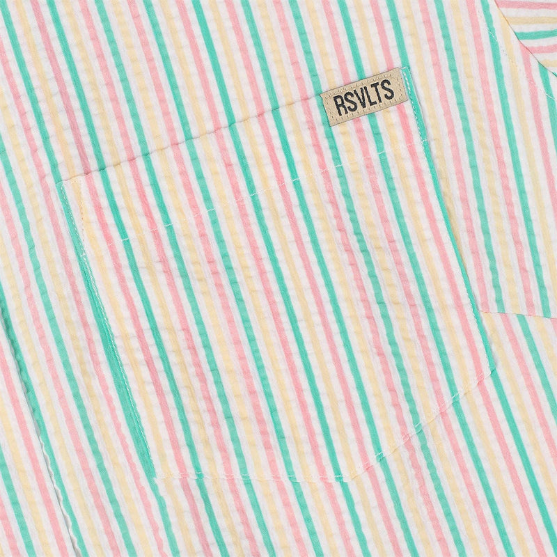 RSVLTS Easy Does It Women's Stretch Seersucker Short Sleeve Shirt in White — detail 4