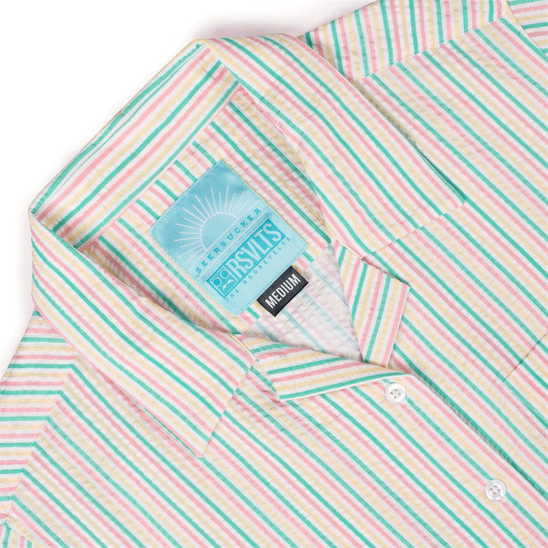 RSVLTS Easy Does It Women's Stretch Seersucker Short Sleeve Shirt in White — detail 6