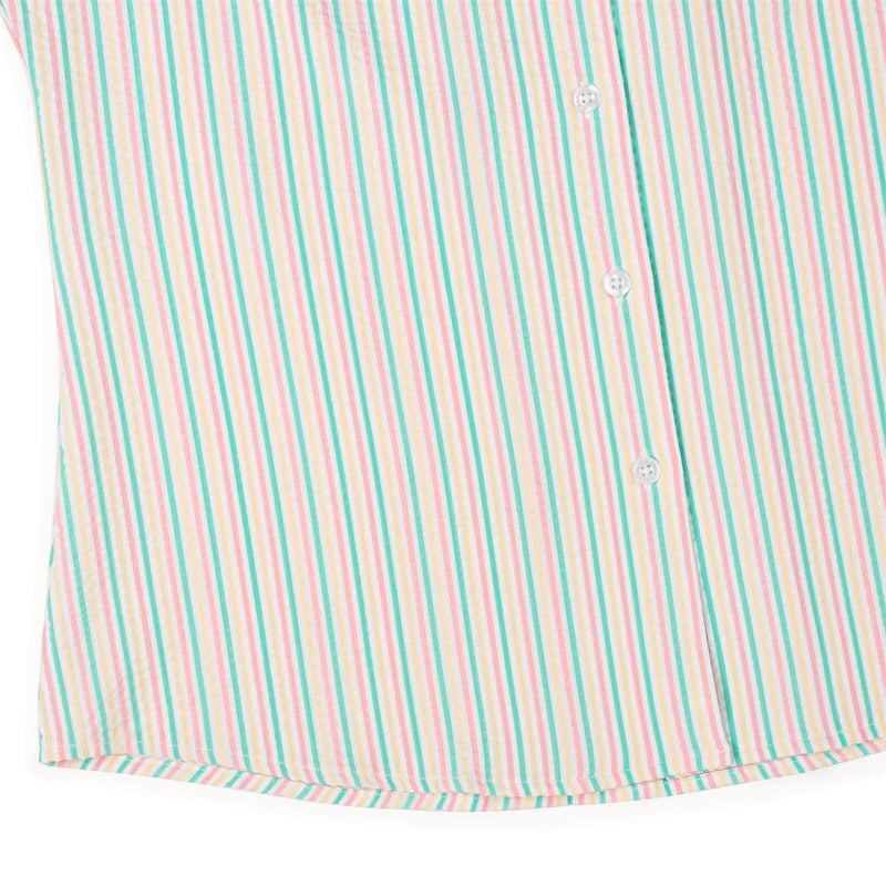 RSVLTS Easy Does It Women's Stretch Seersucker Short Sleeve Shirt in White — detail 7