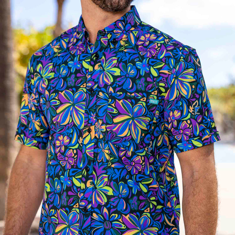 RSVLTS Ultraviolet KUNUFLEX Short Sleeve Shirt in Purple — front view