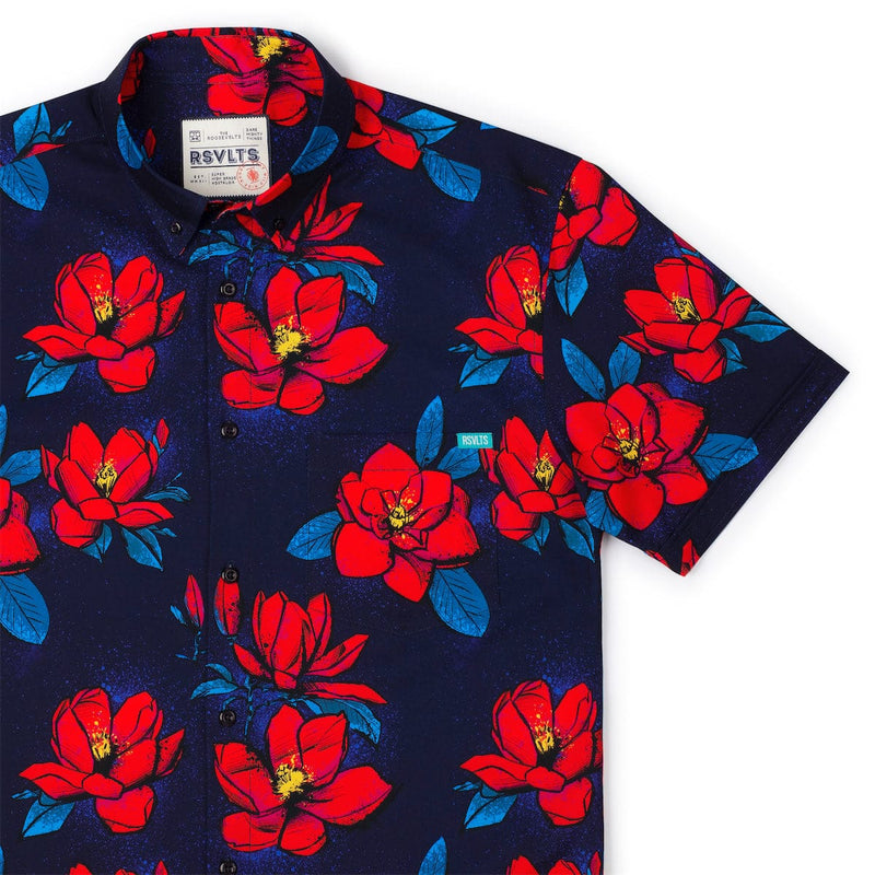 RSVLTS Bloom Service KUNUFLEX Short Sleeve Shirt in Blue — detail 2