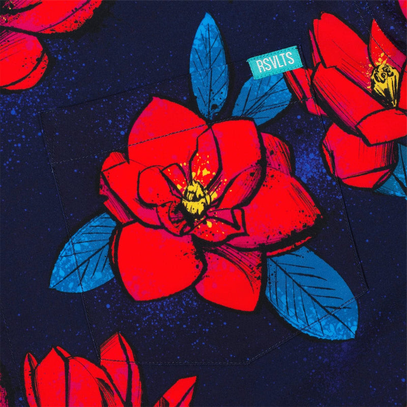 RSVLTS Bloom Service KUNUFLEX Short Sleeve Shirt in Blue — detail 4