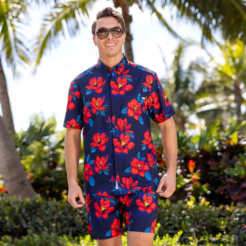 RSVLTS Bloom Service KUNUFLEX Short Sleeve Shirt in Blue — detail 5