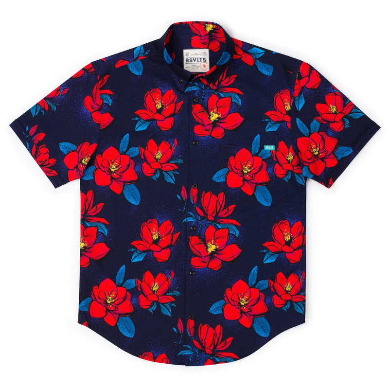RSVLTS Bloom Service KUNUFLEX Short Sleeve Shirt in Blue — detail 6