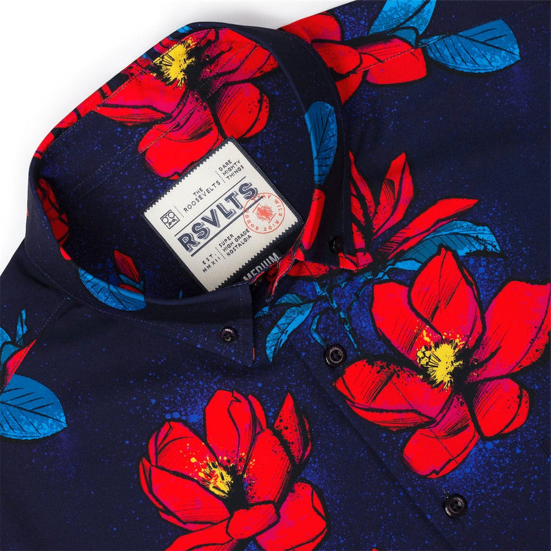 RSVLTS Bloom Service KUNUFLEX Short Sleeve Shirt in Blue — detail 7