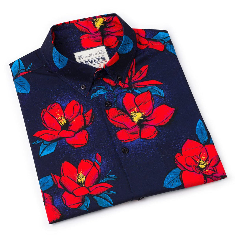RSVLTS Bloom Service KUNUFLEX Short Sleeve Shirt in Blue — detail 9