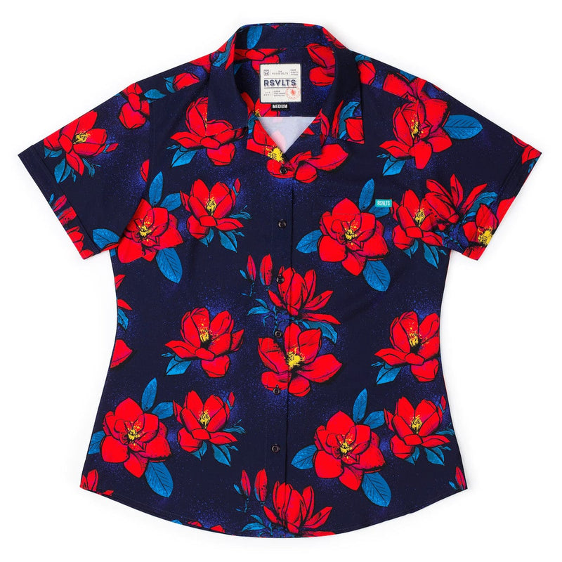 RSVLTS Bloom Service Women's KUNUFLEX Short Sleeve Shirt in Blue — detail 2