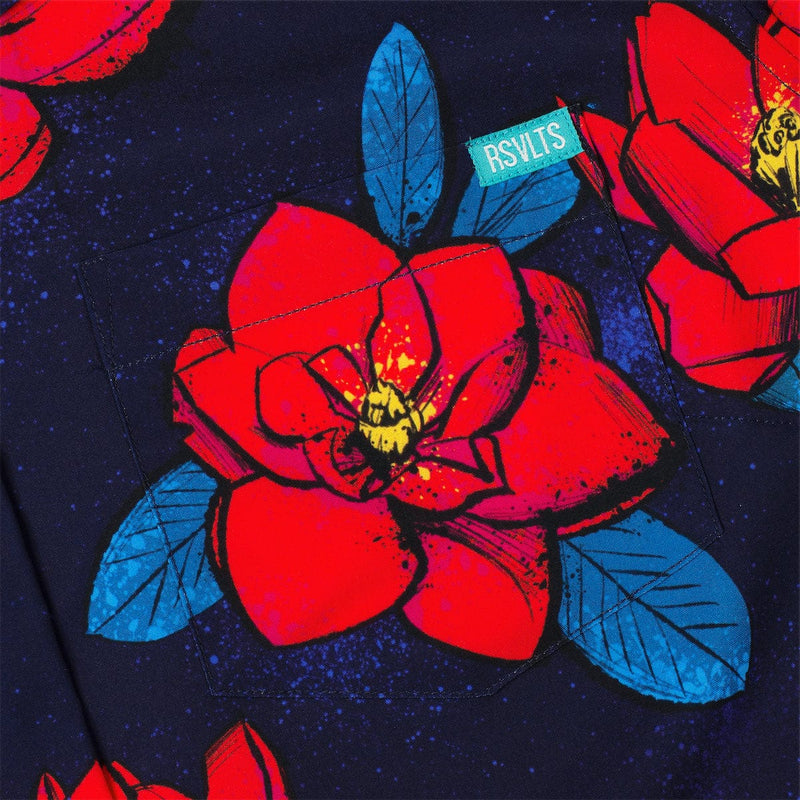 RSVLTS Bloom Service Women's KUNUFLEX Short Sleeve Shirt in Blue — detail 4