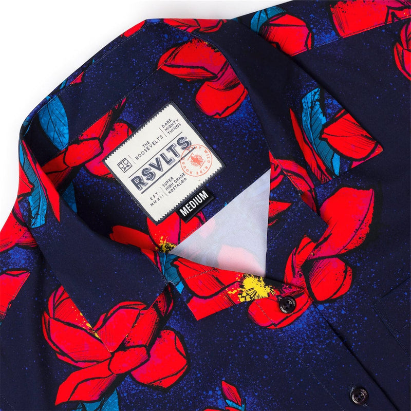 RSVLTS Bloom Service Women's KUNUFLEX Short Sleeve Shirt in Blue — detail 6