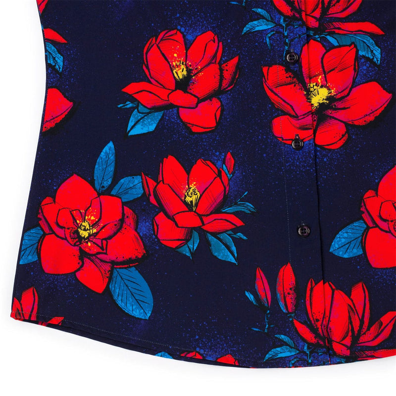 RSVLTS Bloom Service Women's KUNUFLEX Short Sleeve Shirt in Blue — detail 7