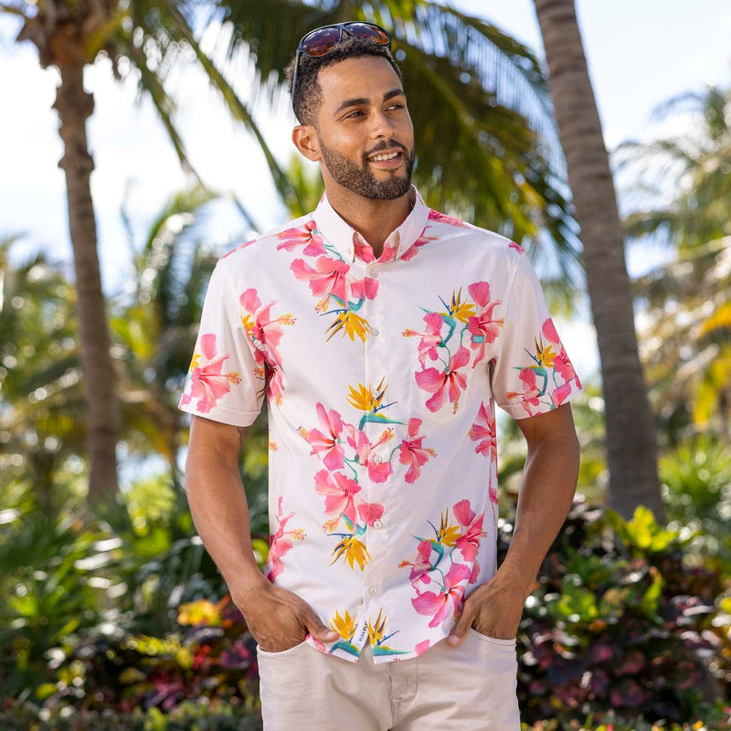 RSVLTS Sunbird KUNUFLEX Short Sleeve Shirt in Pink — detail 3