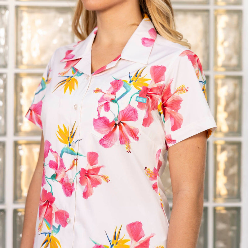RSVLTS Sunbird Women's KUNUFLEX Short Sleeve Shirt in Pink — detail 3