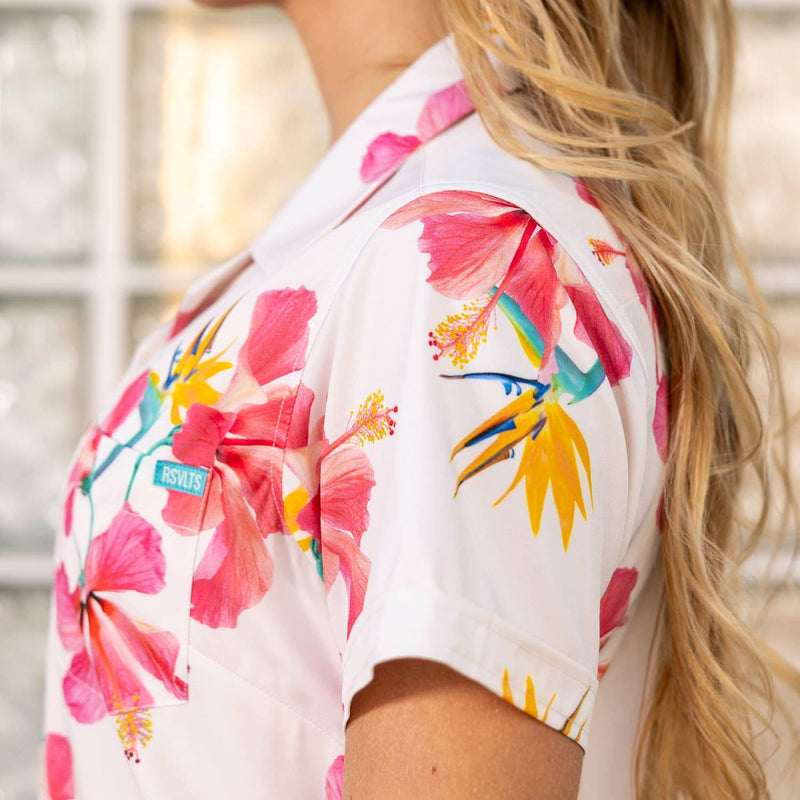RSVLTS Sunbird Women's KUNUFLEX Short Sleeve Shirt in Pink — detail 5