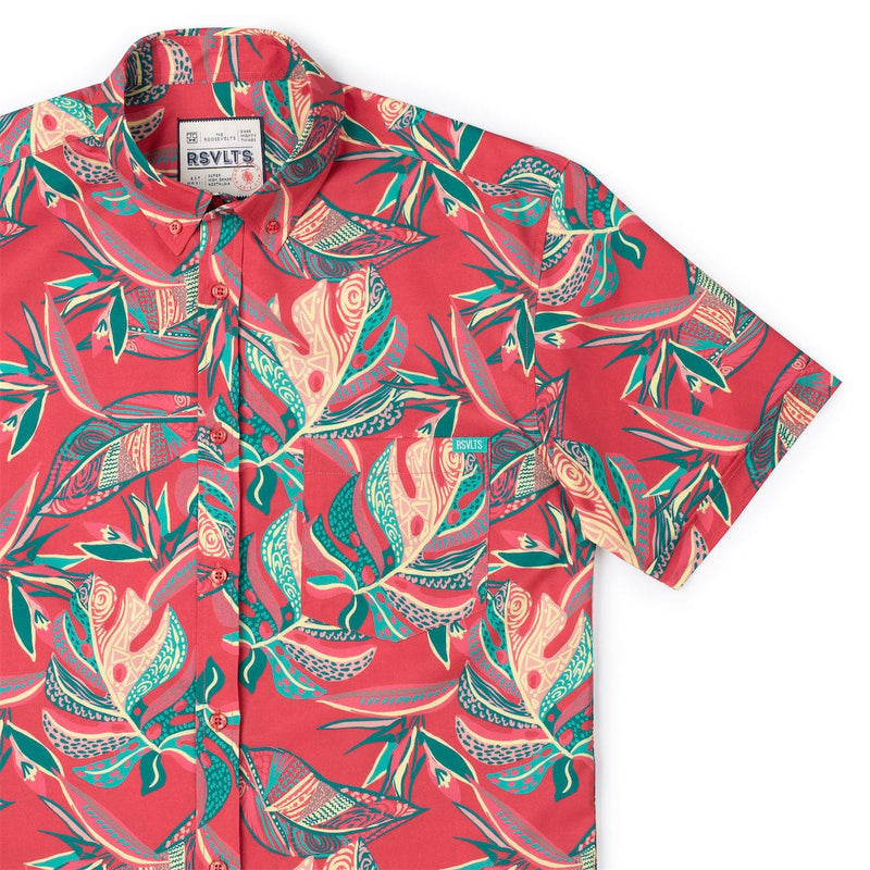 RSVLTS Tapalms KUNUFLEX Short Sleeve Shirt in Red — detail 2