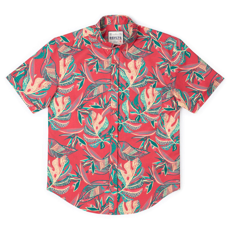RSVLTS Tapalms KUNUFLEX Short Sleeve Shirt in Red — detail 6