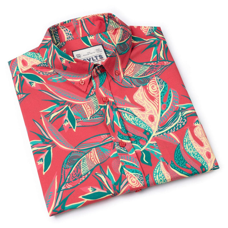 RSVLTS Tapalms KUNUFLEX Short Sleeve Shirt in Red — detail 9