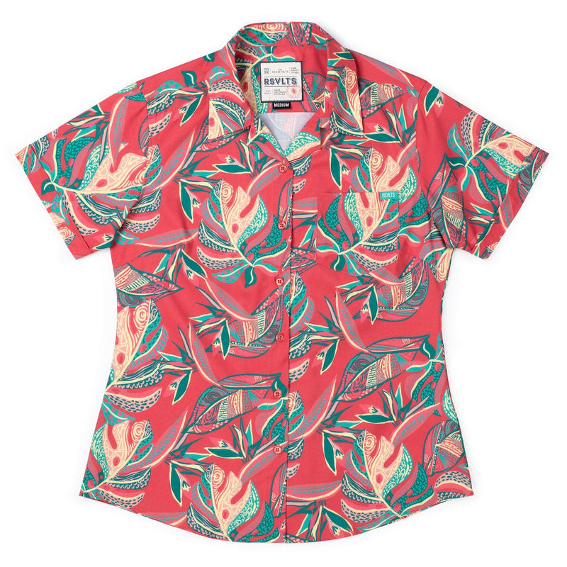 RSVLTS Tapalms Women's KUNUFLEX Short Sleeve Shirt in Red — detail 2