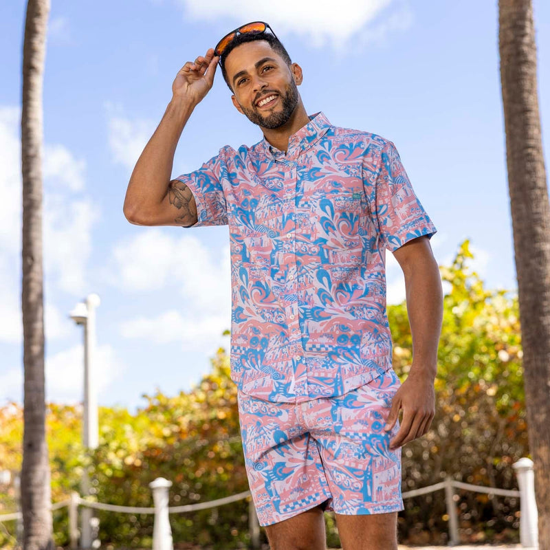 RSVLTS Positano KUNUFLEX Short Sleeve Shirt in Blue — detail 5