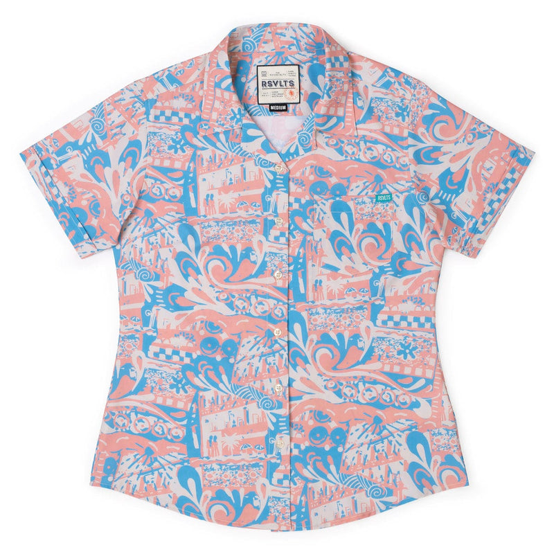 RSVLTS Positano Women's KUNUFLEX Short Sleeve Shirt in Blue — detail 2