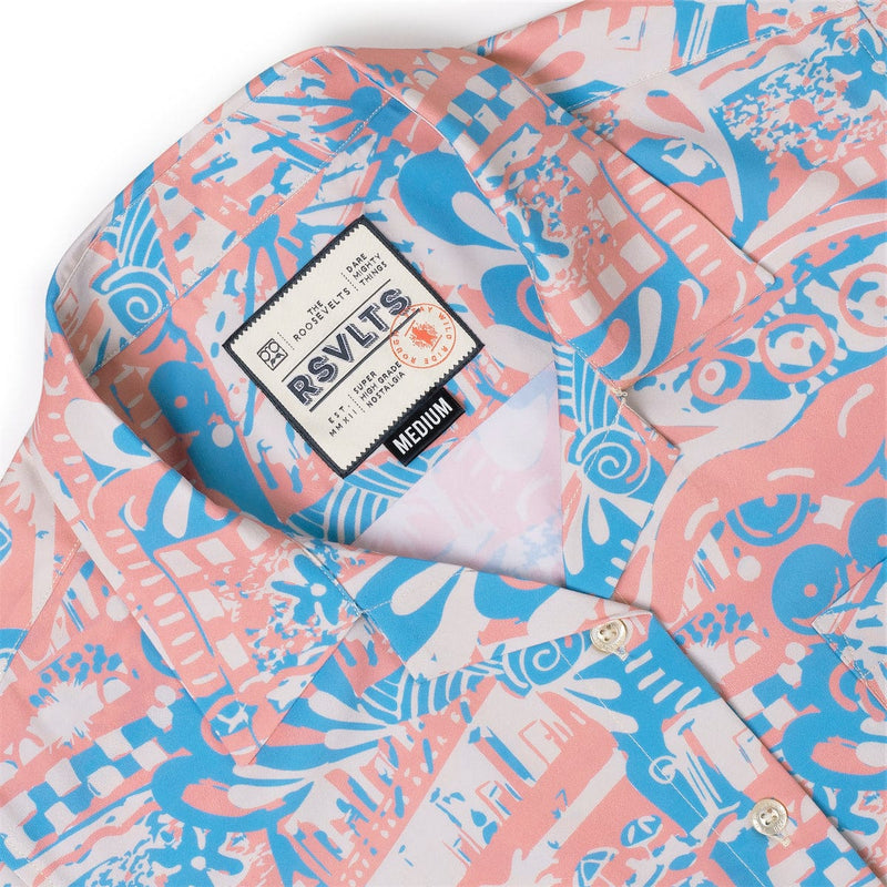 RSVLTS Positano Women's KUNUFLEX Short Sleeve Shirt in Blue — detail 6