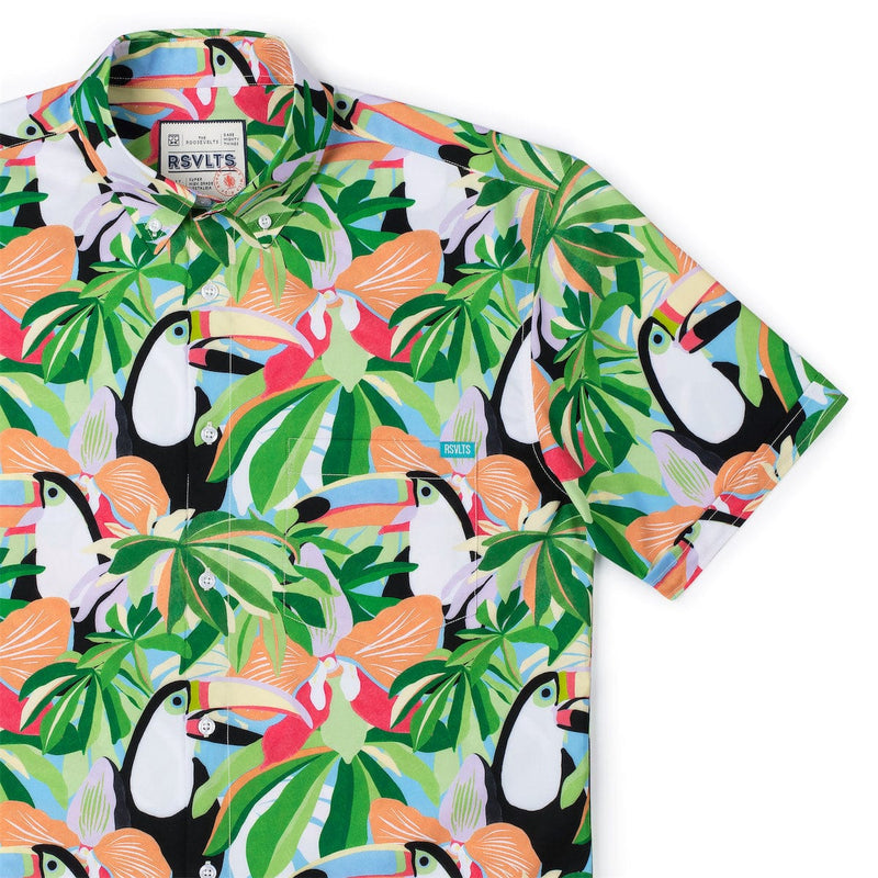 RSVLTS Toucan Do It KUNUFLEX Short Sleeve Shirt in Green — detail 2