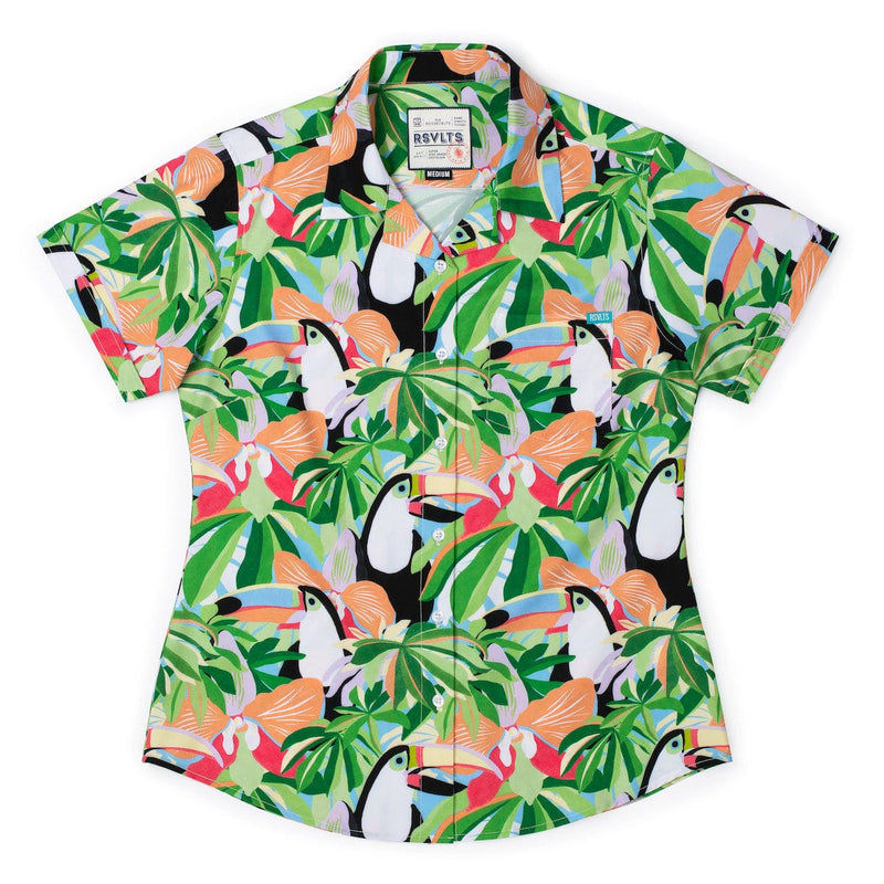 RSVLTS Toucan Do It Women's KUNUFLEX Short Sleeve Shirt in Green — detail 2