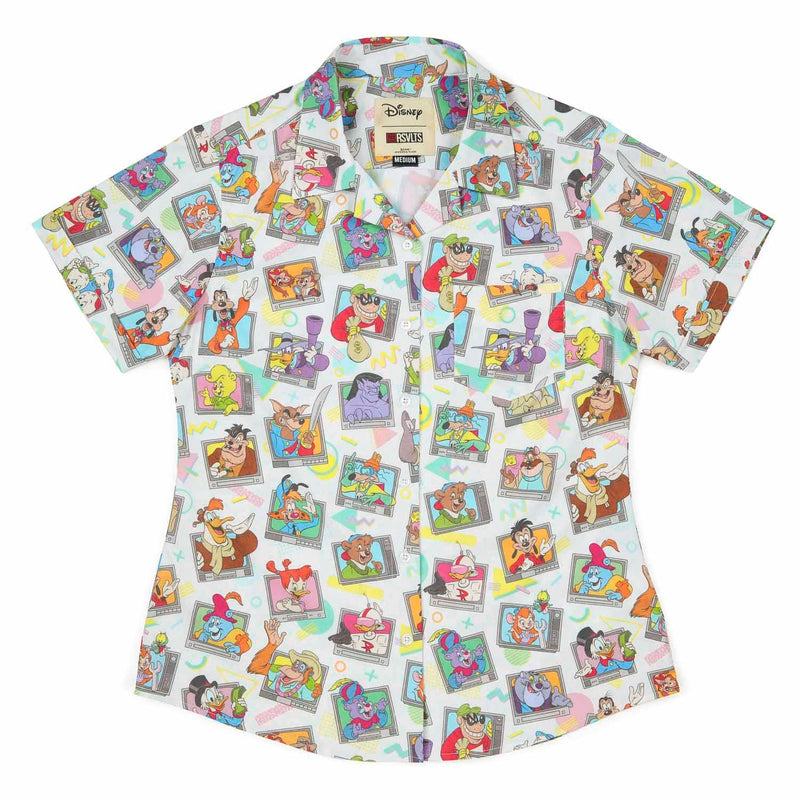 RSVLTS Don't Touch That Dial Women's KUNUFLEX Short Sleeve Shirt in Multicolor — detail 2