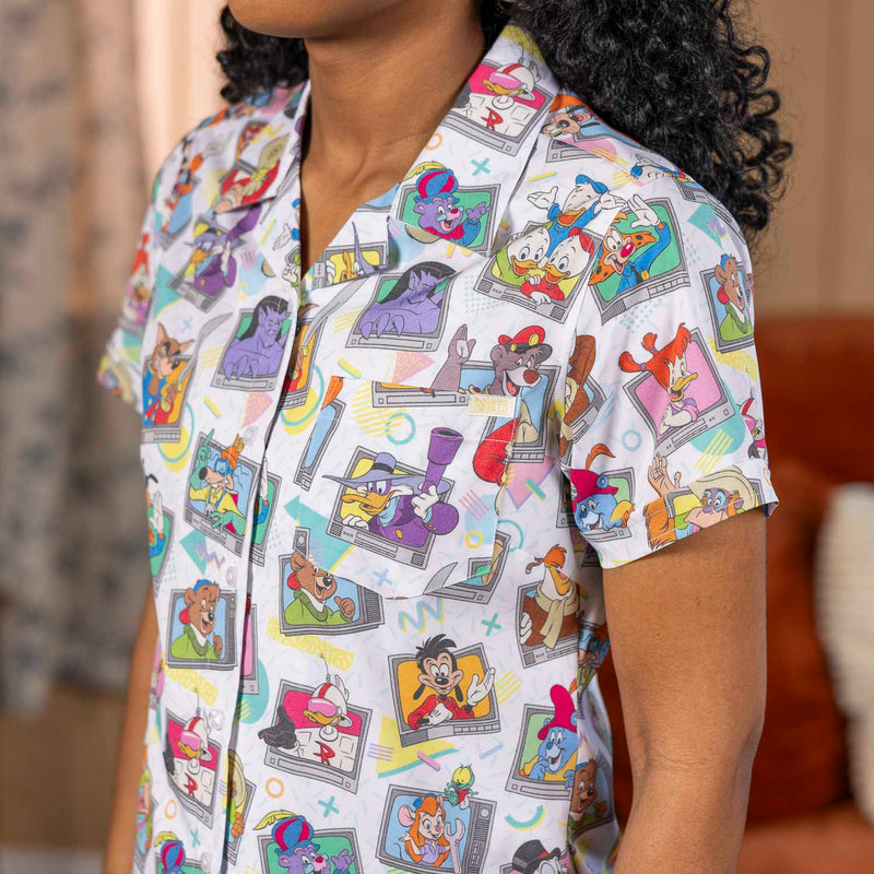 RSVLTS Don't Touch That Dial Women's KUNUFLEX Short Sleeve Shirt in Multicolor — detail 3