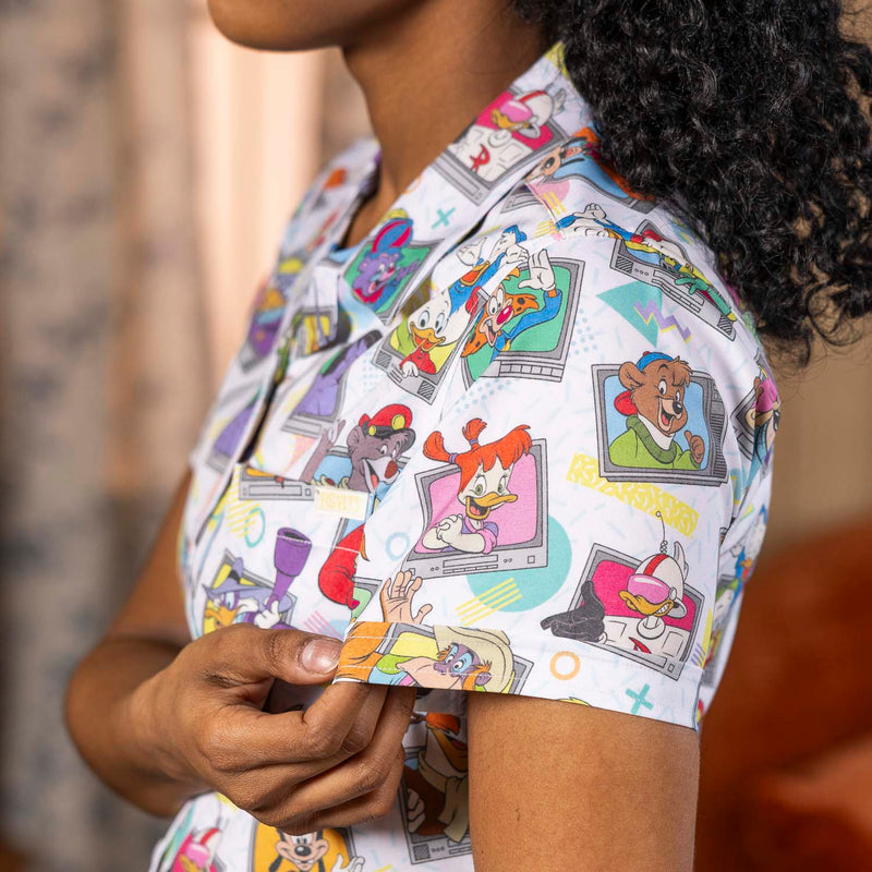 RSVLTS Don't Touch That Dial Women's KUNUFLEX Short Sleeve Shirt in Multicolor — detail 5