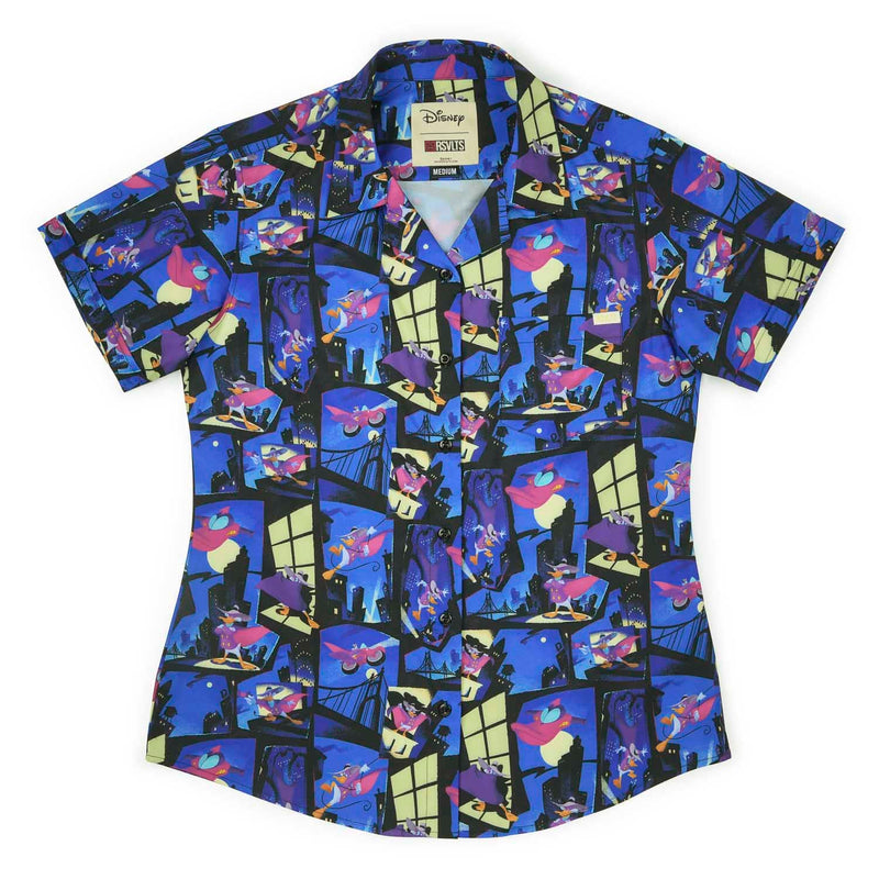 RSVLTS The Duck Night Women's KUNUFLEX Short Sleeve Shirt in Blue — detail 2