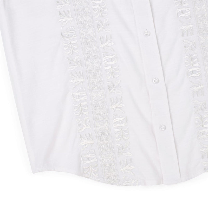 RSVLTS Guayabera Bamboo Short Sleeve Shirt in White — detail 5
