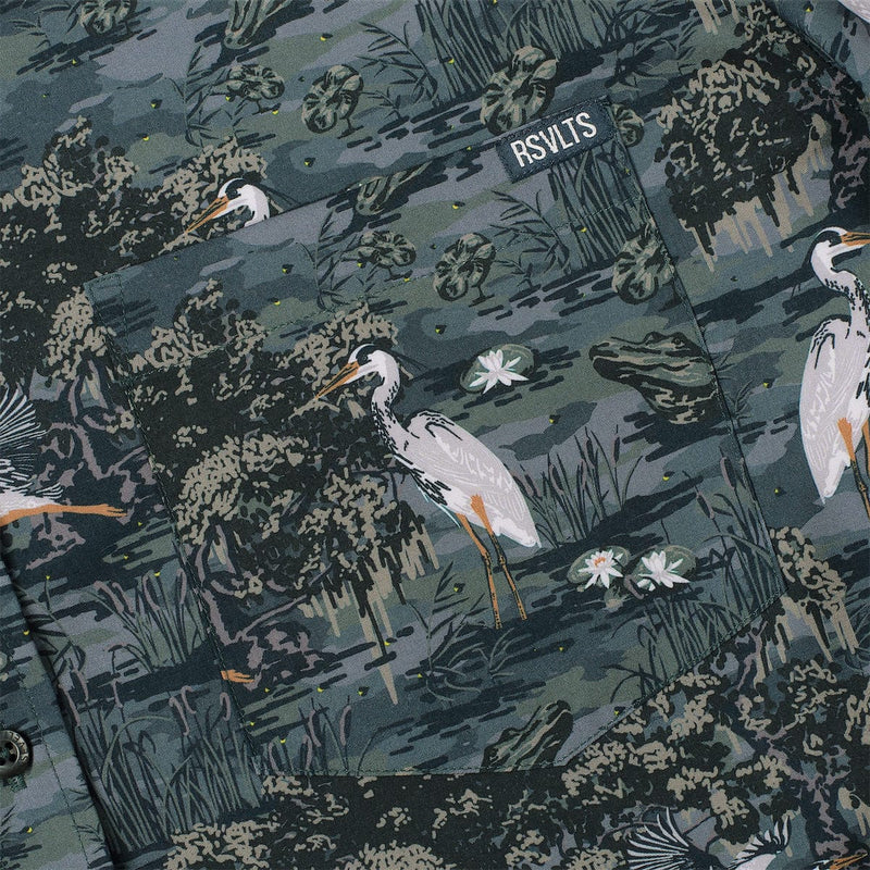 RSVLTS Born On the Bayou KUNUFLEX Short Sleeve Shirt in Green — detail 4