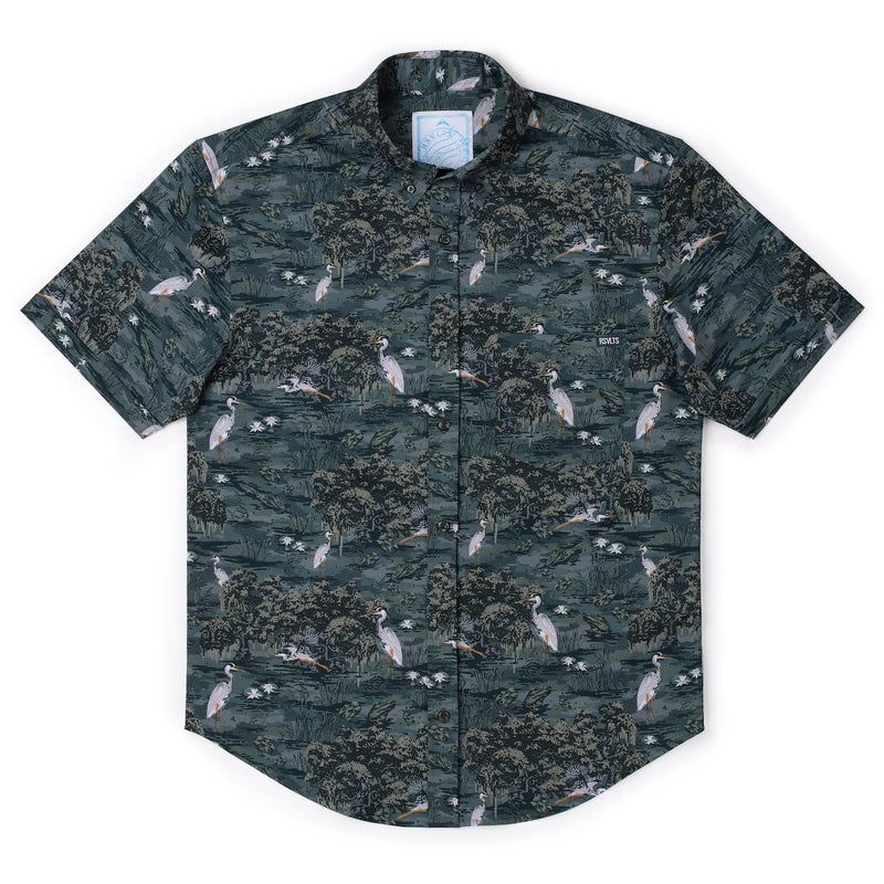 RSVLTS Born On the Bayou KUNUFLEX Short Sleeve Shirt in Green — detail 5