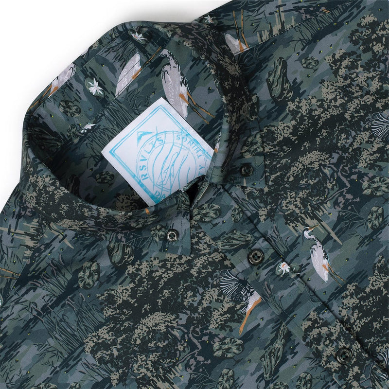 RSVLTS Born On the Bayou KUNUFLEX Short Sleeve Shirt in Green — detail 6