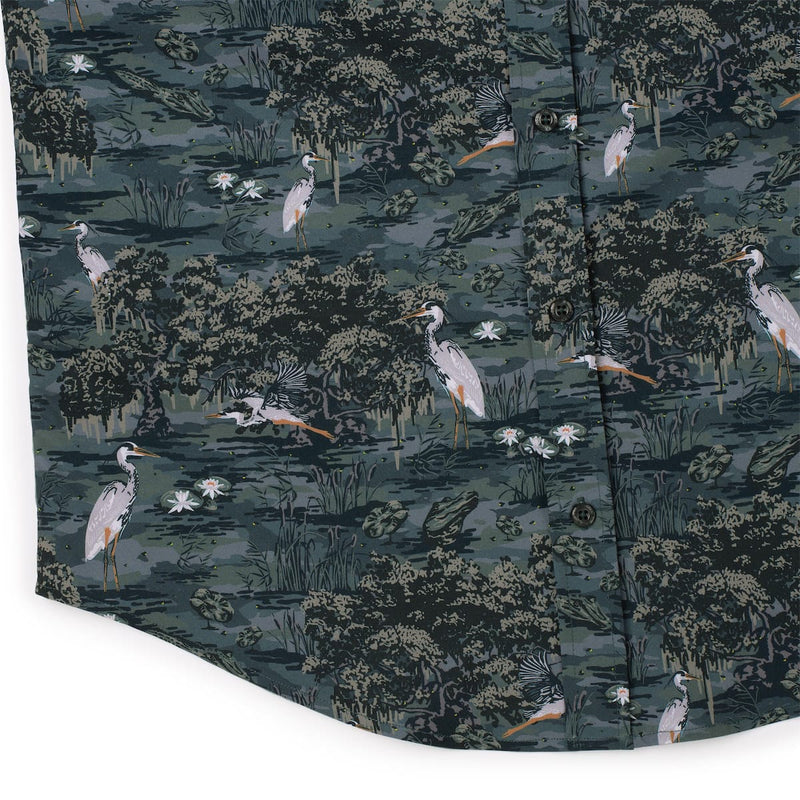 RSVLTS Born On the Bayou KUNUFLEX Short Sleeve Shirt in Green — detail 7
