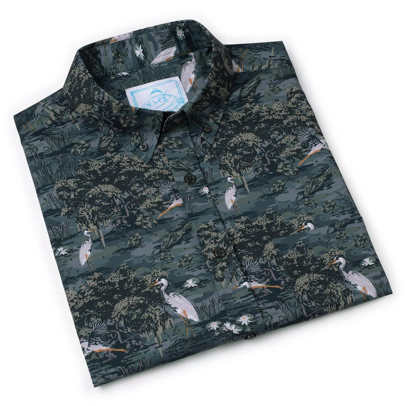 RSVLTS Born On the Bayou KUNUFLEX Short Sleeve Shirt in Green — detail 8