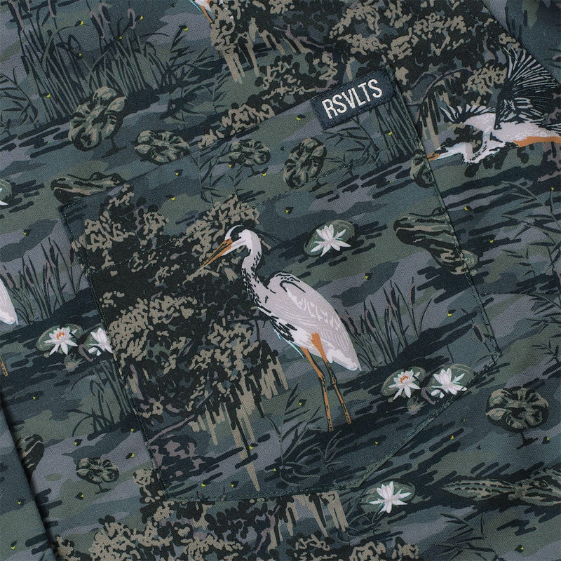 RSVLTS Born On the Bayou Women's KUNUFLEX Short Sleeve Shirt in Green — detail 2