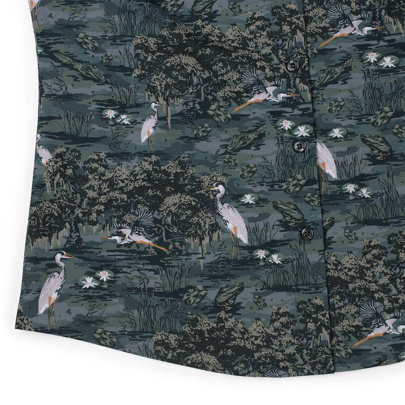 RSVLTS Born On the Bayou Women's KUNUFLEX Short Sleeve Shirt in Green — detail 4