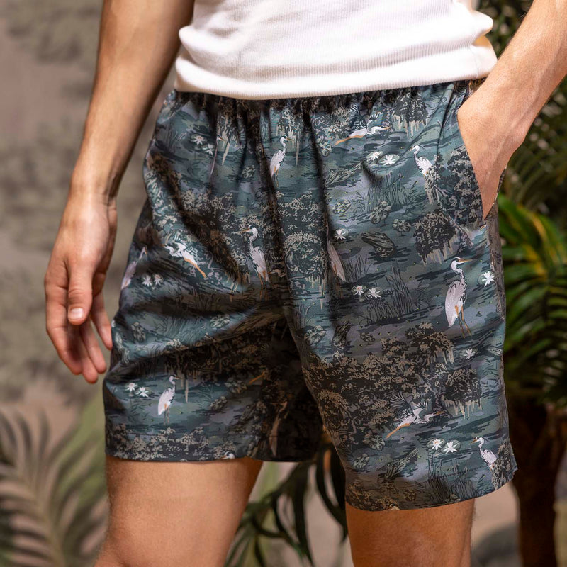 RSVLTS Born On the Bayou Hybrid Shorts in Green — front view