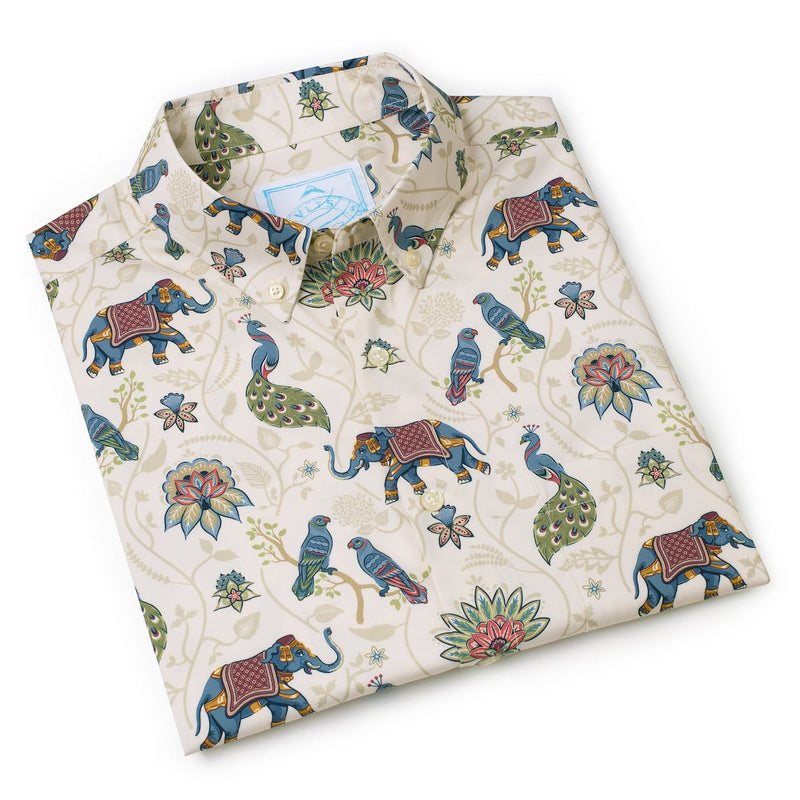 RSVLTS The Spirit of India KUNUFLEX Short Sleeve Shirt in Neutral — detail 8