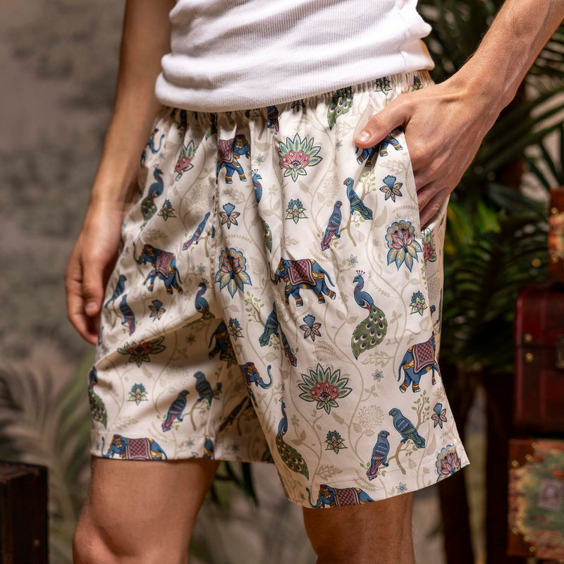 RSVLTS The Spirit of India Hybrid Shorts in Neutral — front view